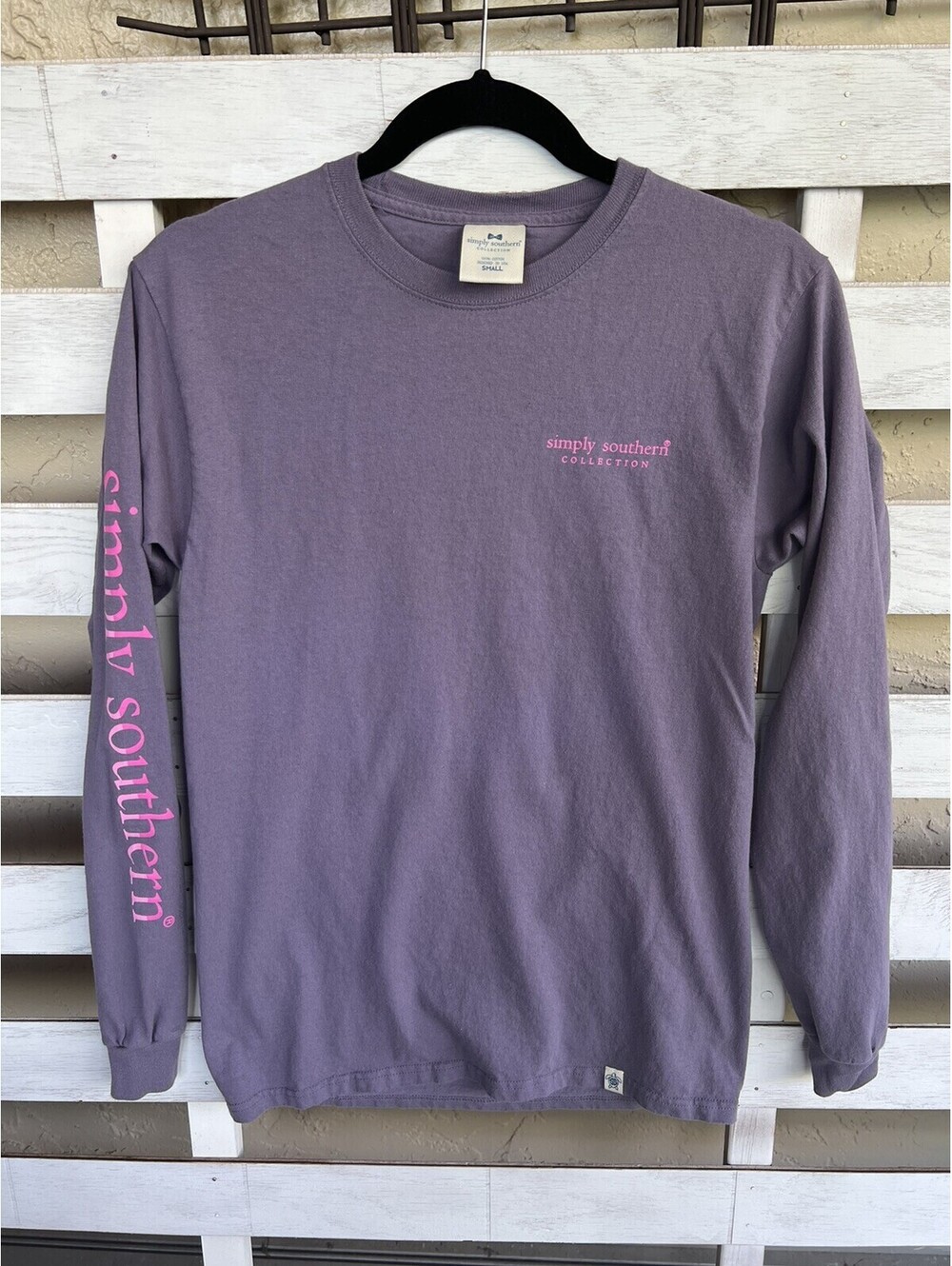 Simply Southern Women's Purple Shirt Long Sleeve "Be the Light" size S.
